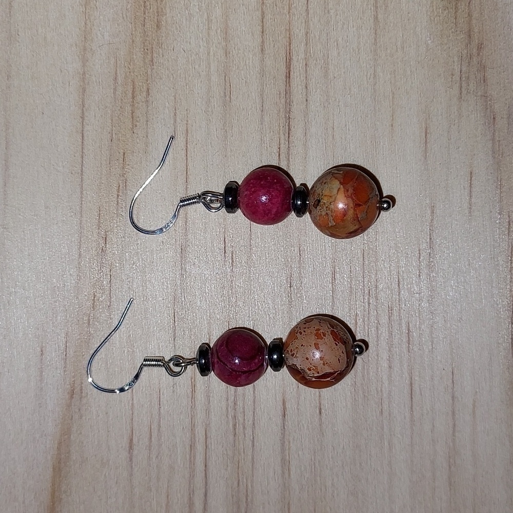 Agate Organic gemstone earrings with sterling silver hooks
